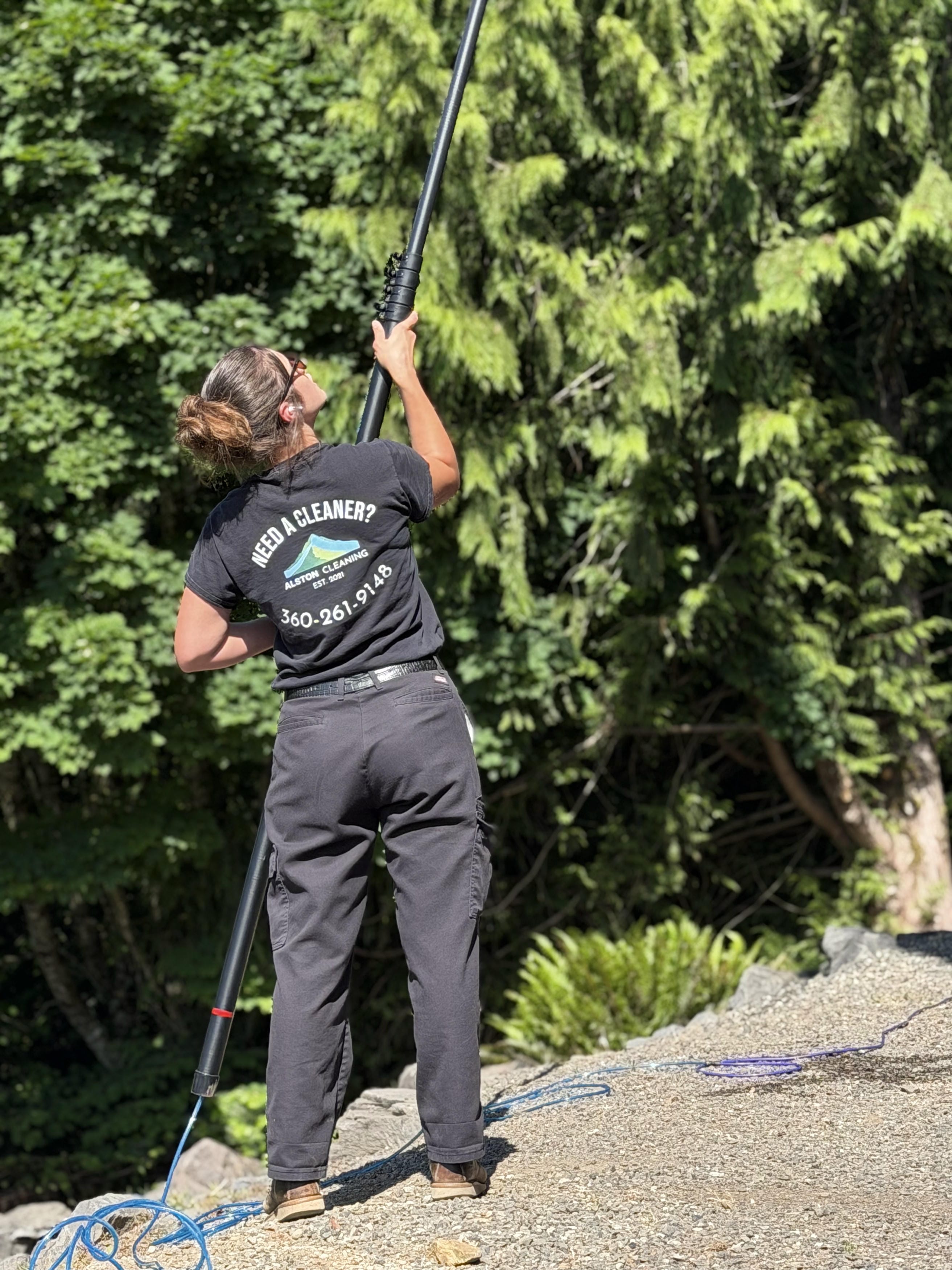 Professional water-fed cleaning equipment used by Alston Cleaning